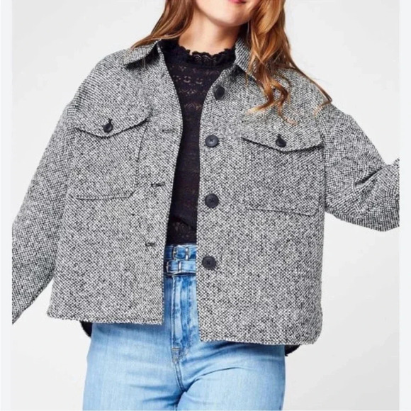 Vero Moda Rosie tweed chore Jacket  boxy workwear cozy oversized - Picture 3 of 15